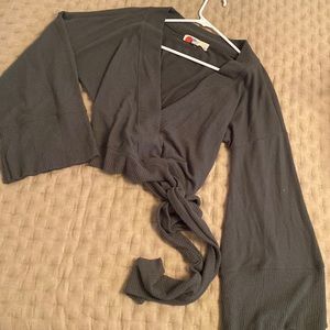 Green free people wrap sweater